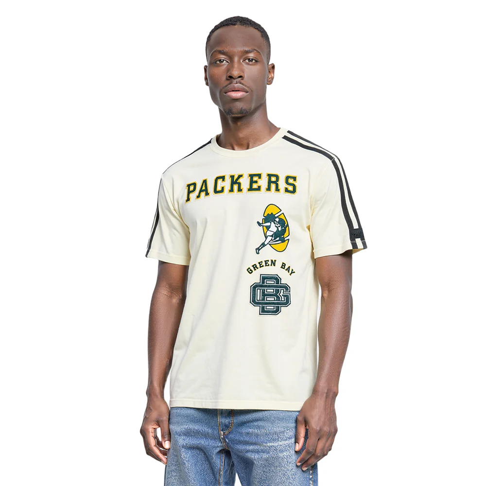 NFL GREEN BAY PACKERS RETRO CLASSIC MEN'S STRIPED TEE (EGGSHELL/ BLACK) - Image 8