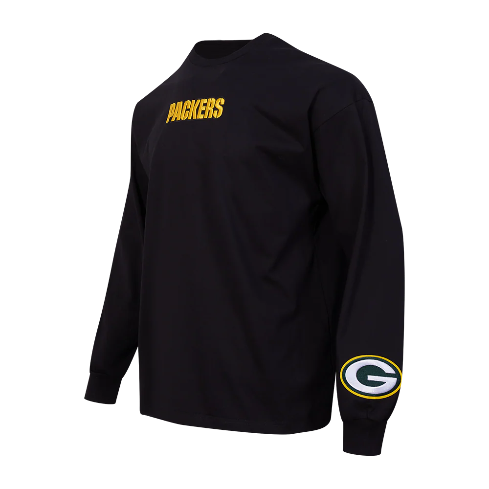 NFL GREEN BAY PACKERS WINGSPAN MEN'S DROP SHOULDER LS TEE (BLACK) - Image 3