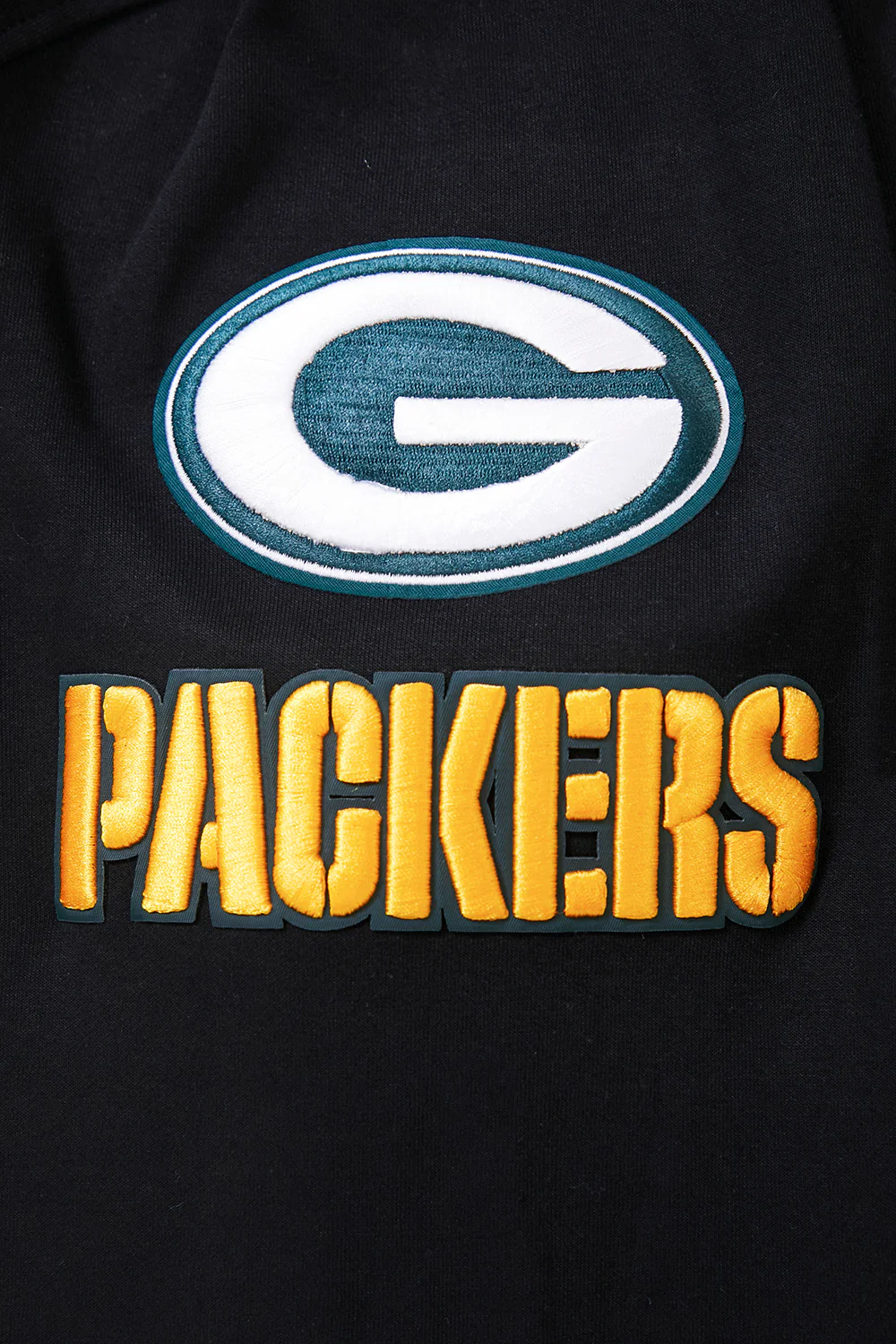 NFL GREEN BAY PACKERS  CLASSIC CHENILLE MEN'S DOUBLE KNIT PULLOVER HOODIE (BLACK) - Image 6