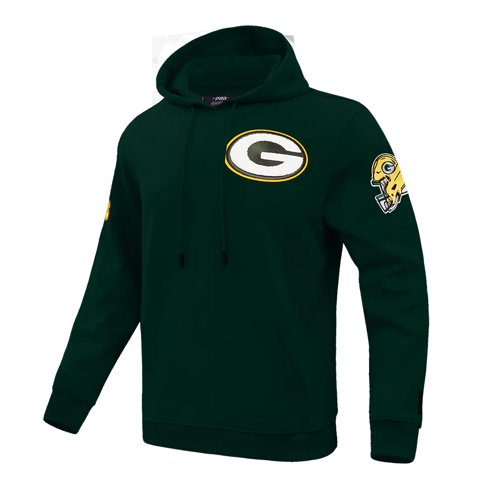NFL GREEN BAY PACKERS CLASSIC CHENILLE MEN'S DOUBLE KNIT PULLOVER HOODIE (FOREST GREEN) - Image 2