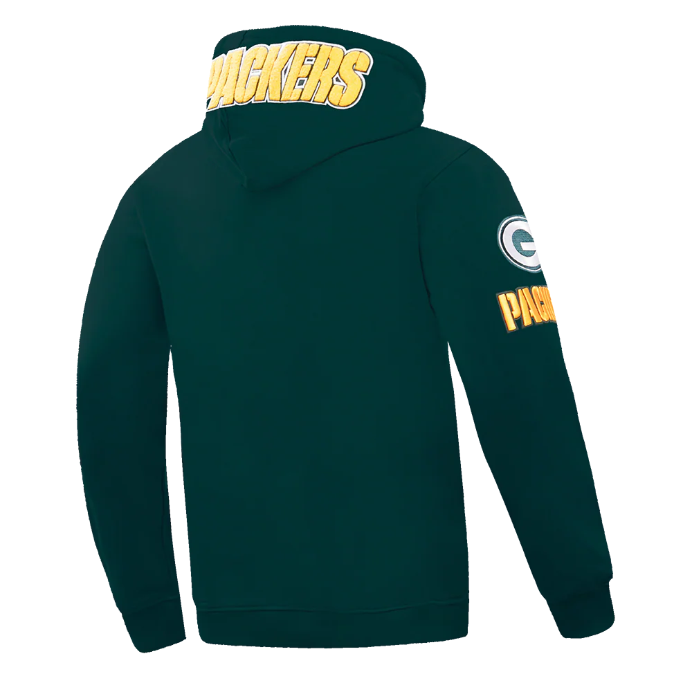 NFL GREEN BAY PACKERS CLASSIC CHENILLE MEN'S DOUBLE KNIT PULLOVER HOODIE (FOREST GREEN) - Image 3