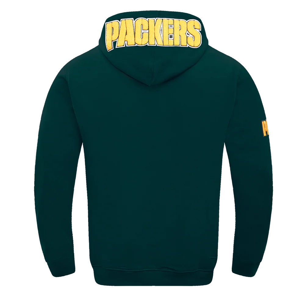 NFL GREEN BAY PACKERS CLASSIC CHENILLE MEN'S DOUBLE KNIT PULLOVER HOODIE (FOREST GREEN) - Image 4