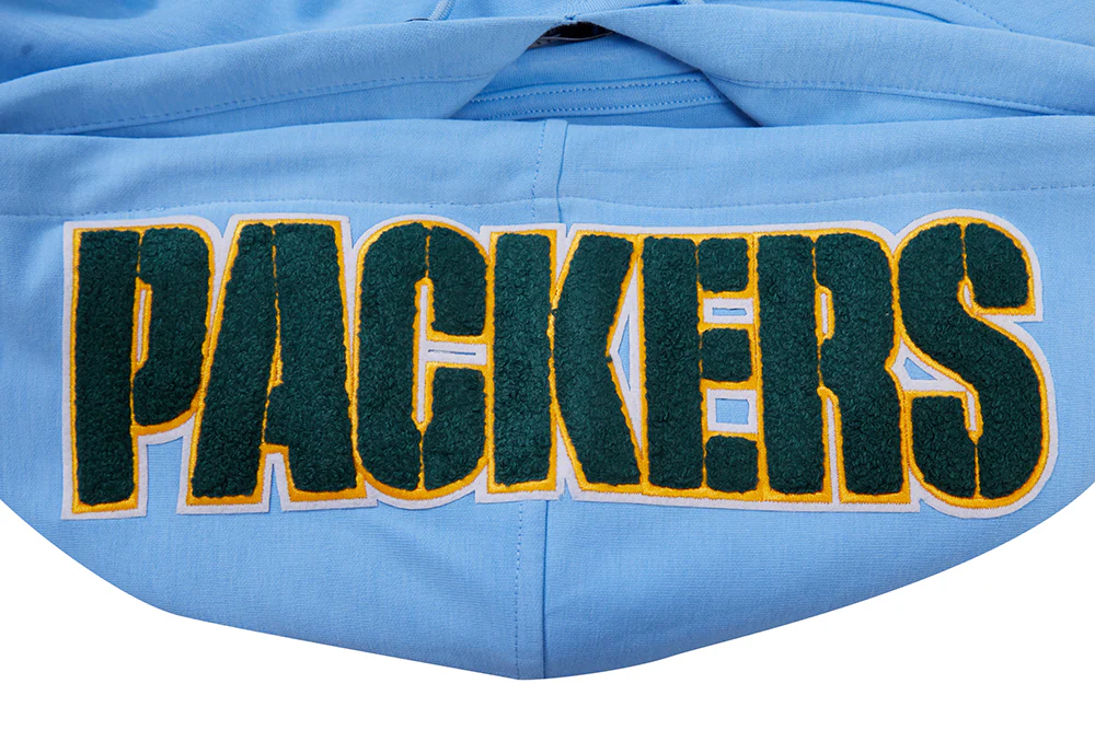 NFL GREEN BAY PACKERS CLASSIC CHENILLE DOUBLE KNIT PULLOVER HOODIE (UNIVERSITY BLUE) - Image 5