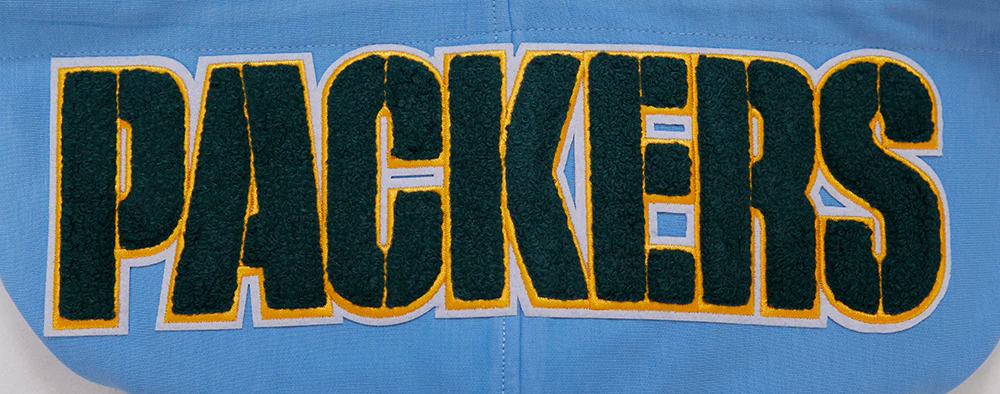 NFL GREEN BAY PACKERS  CLASSIC CHENILLE DOUBLE KNIT FULL ZIP HOODIE (UNIVERSITY BLUE) - Image 5