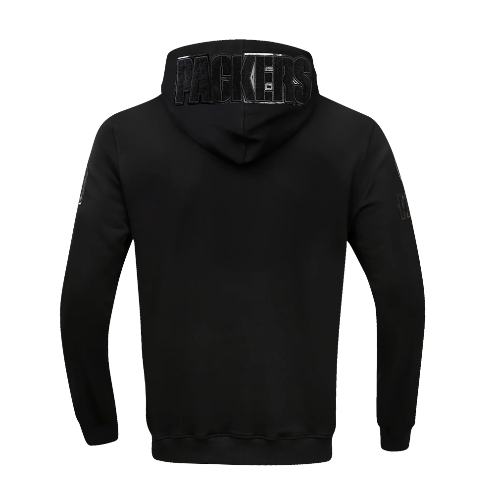 NFL GREEN BAY PACKERS TRIPLE BLACK MEN'S DK FZ HOODIE (TRIPLE BLACK) - Image 4