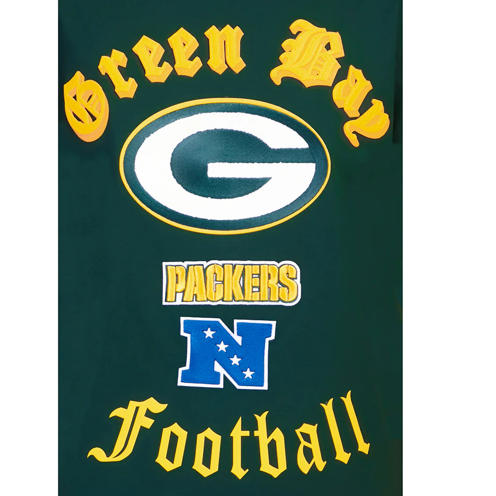 NFL GREEN BAY PACKERS OLD ENGLISH MEN'S CREWNECK (FOREST GREEN) - Image 5