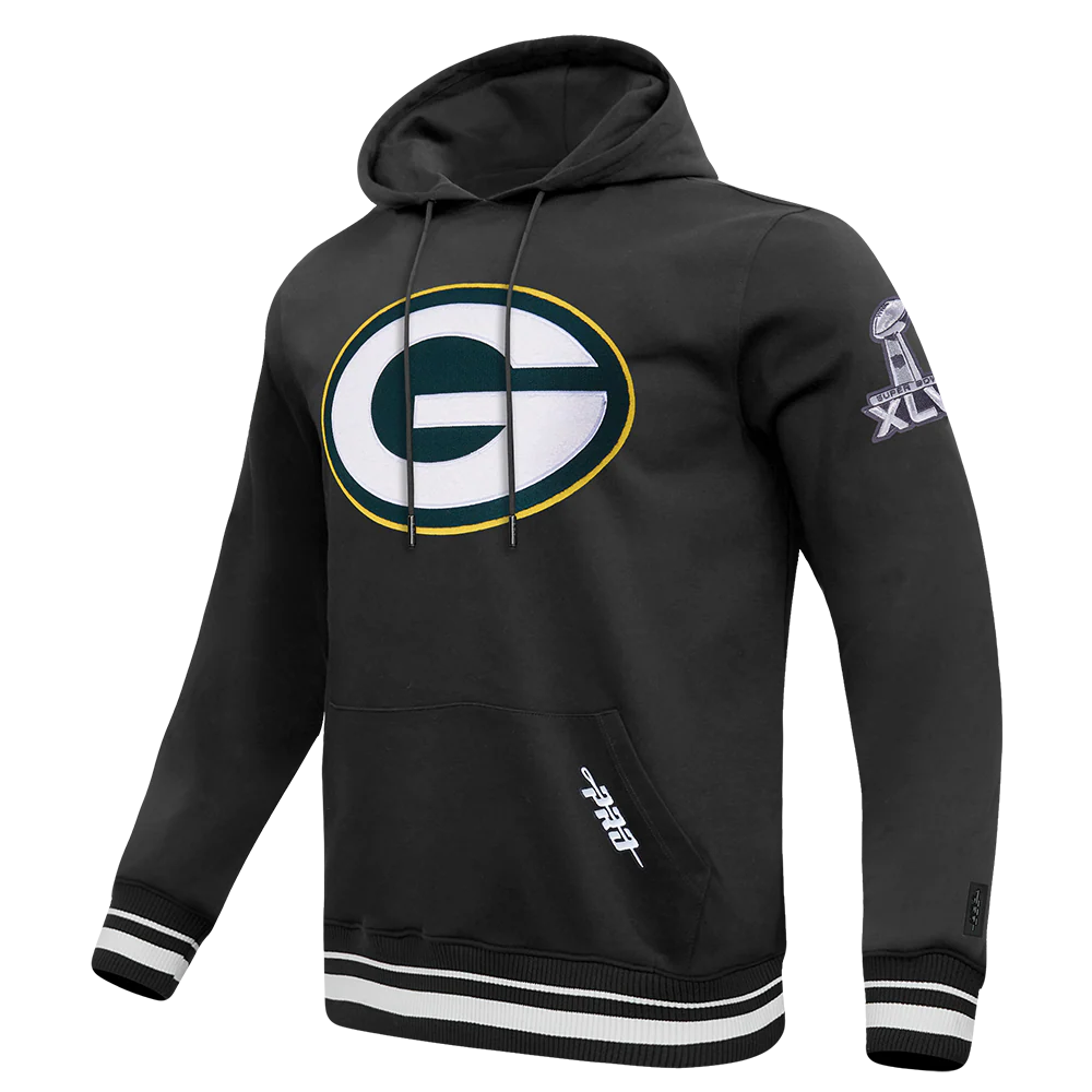 NFL GREEN BAY PACKERS MASHUP MEN'S RIB PULLOVER HOODIE (BLACK) - Image 2