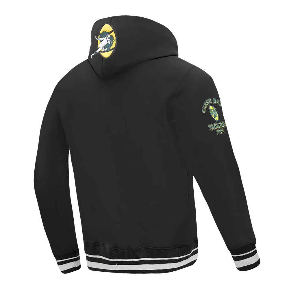 NFL GREEN BAY PACKERS RETRO CLASSIC MEN'S PO HOODIE (BLACK) - Image 4