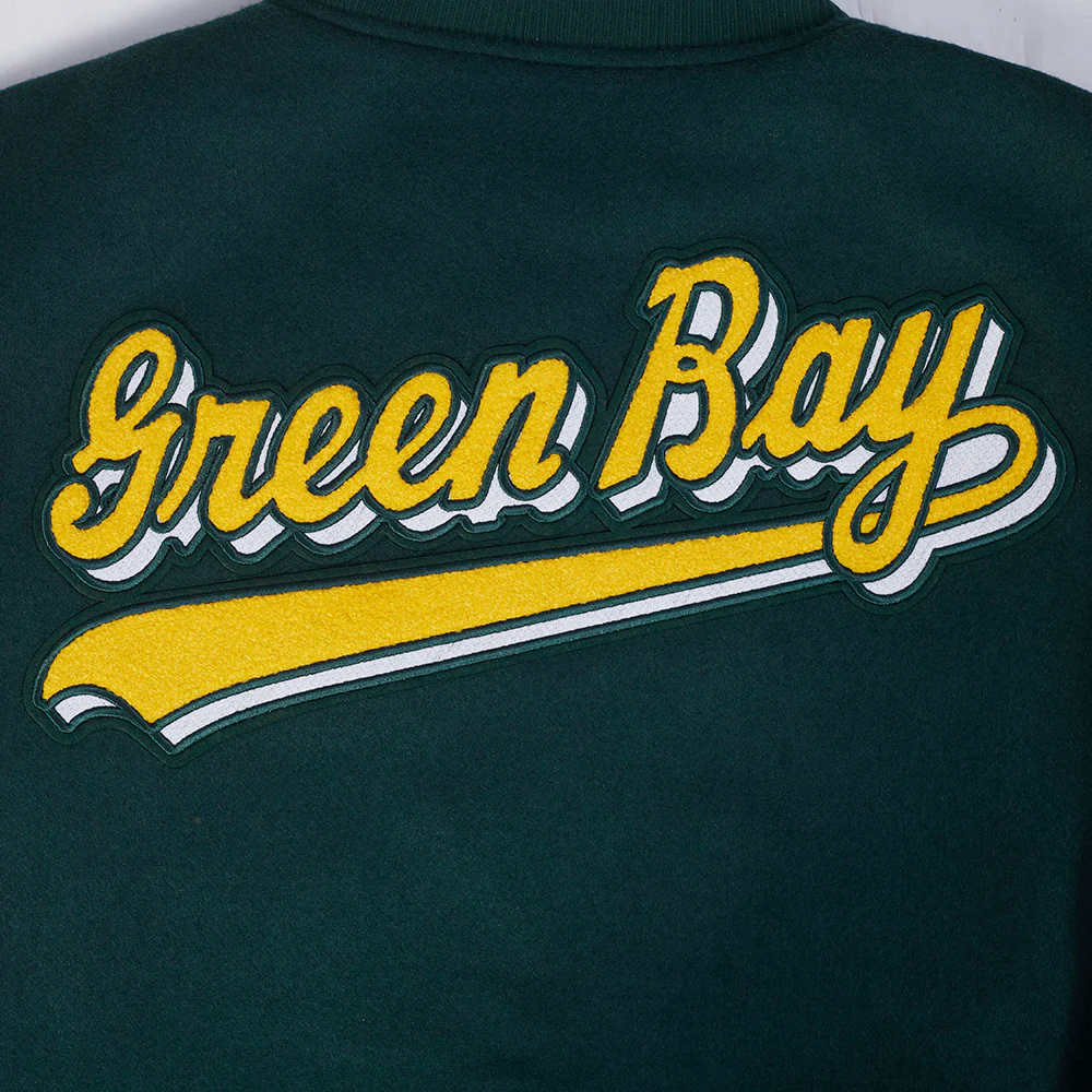 NFL GREEN BAY PACKERS SCRIPT TAIL MEN'S RIB WOOL VARSITY (FOREST GREEN/WHITE) - Image 13