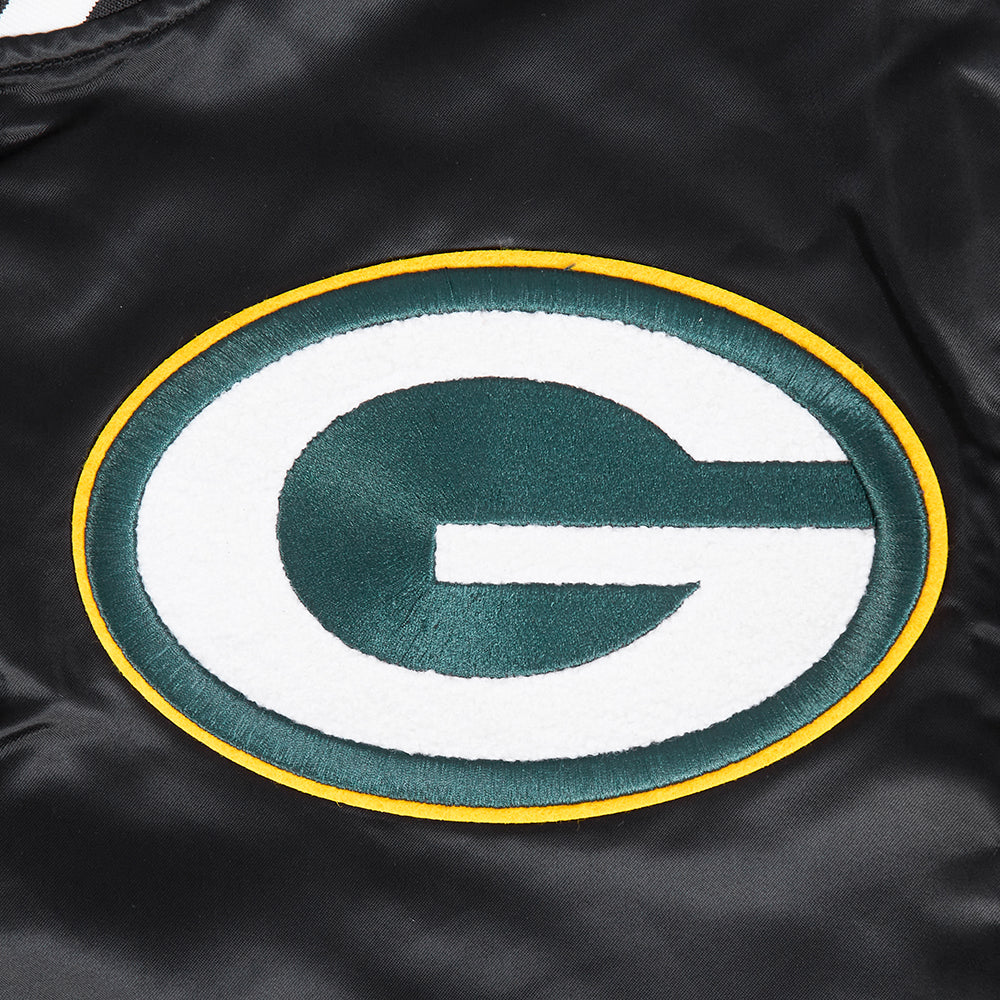 NFL GREEN BAY PACKERS MASHUP MEN'S RIB SATIN JACKET (BLACK) - Image 5