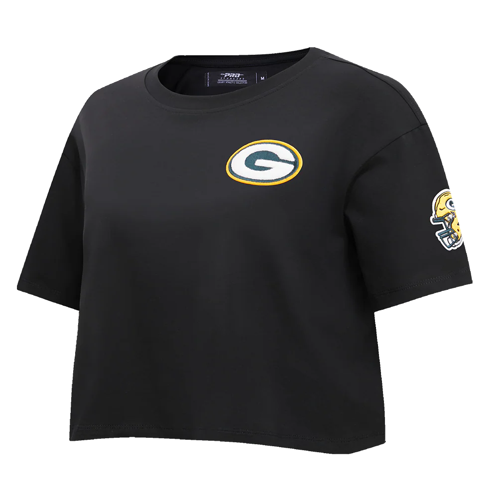 NFL GREEN BAY PACKERS CLASSIC WOMEN'S SINGLE JERSEY BOXY TEE (BLACK) - Image 2