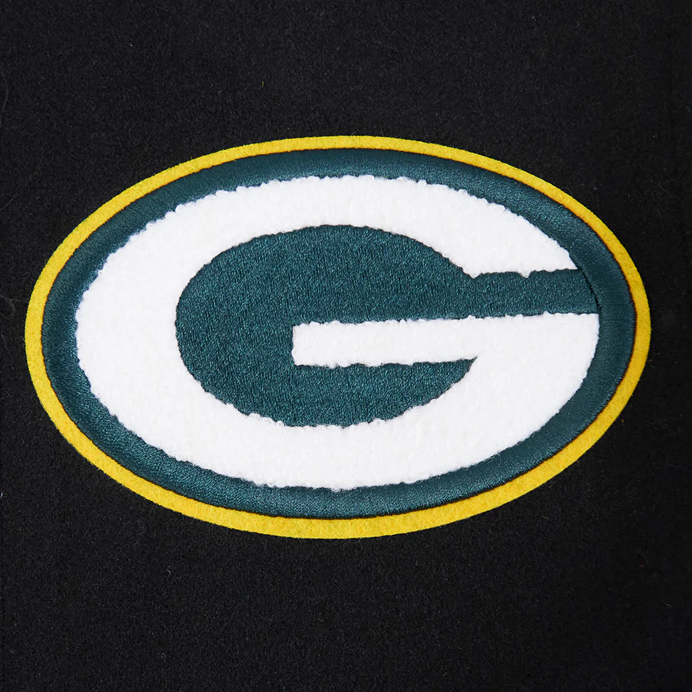 NFL GREEN BAY PACKERS CLASSIC BIG BOYS WOOL VARSITY JACKET (BLACK/WHITE) - Image 17