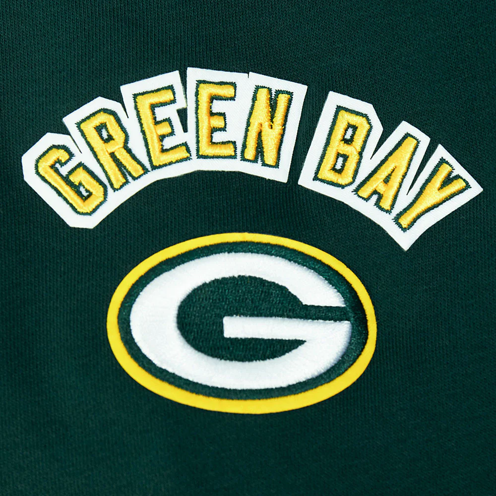 NFL GREEN BAY PACKERS CLASSIC FLEECE CROPPED PULLOVER HOODIE (FOREST) - Image 5