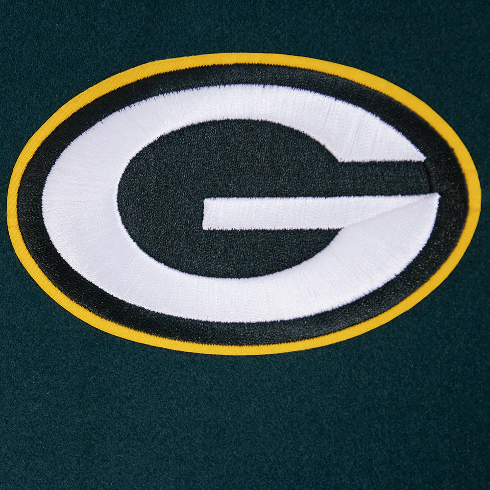 NFL GREEN BAY PACKERS MASHUP WOMEN'S RIB WOOL VARSITY JACKET (FOREST GREEN/WHITE) - Image 6