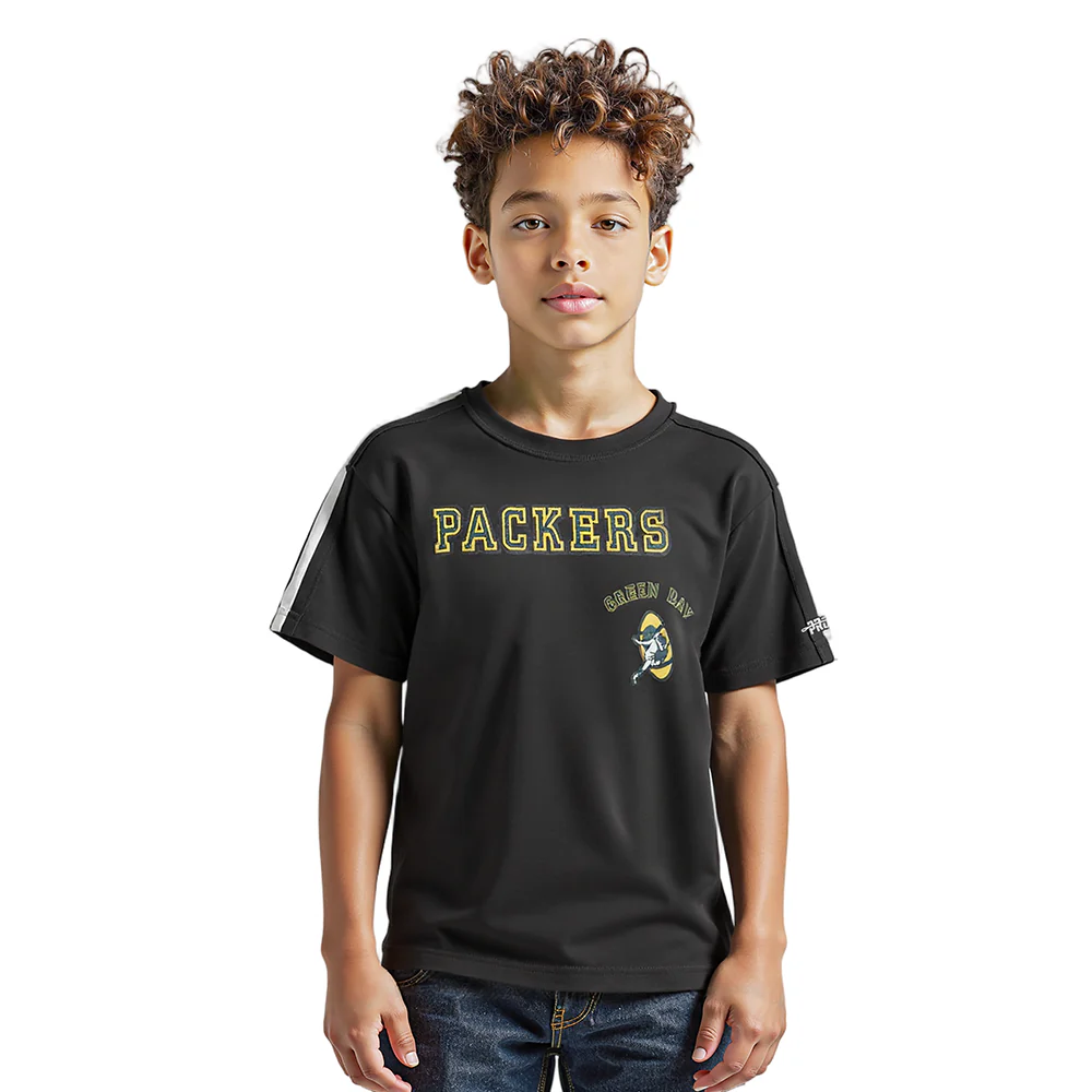 NFL GREEN BAY PACKERS RETRO CLASSIC LITTLE BOYS SHORT SLEEVE TAPING TEE (BLACK) - Image 8