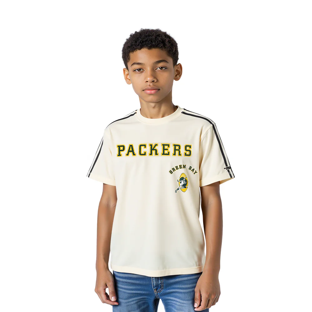 NFL GREEN BAY PACKERS RETRO CLASSIC LITTLE BOY'S SS TAPING TEE (EGGSHELL/ BLACK)