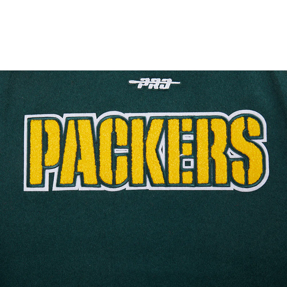 NFL GREEN BAY PACKERS CLASSIC LITTLE BOY'S WOOL VARSITY JACKET (FOREST GREEN/WHITE) - Image 5
