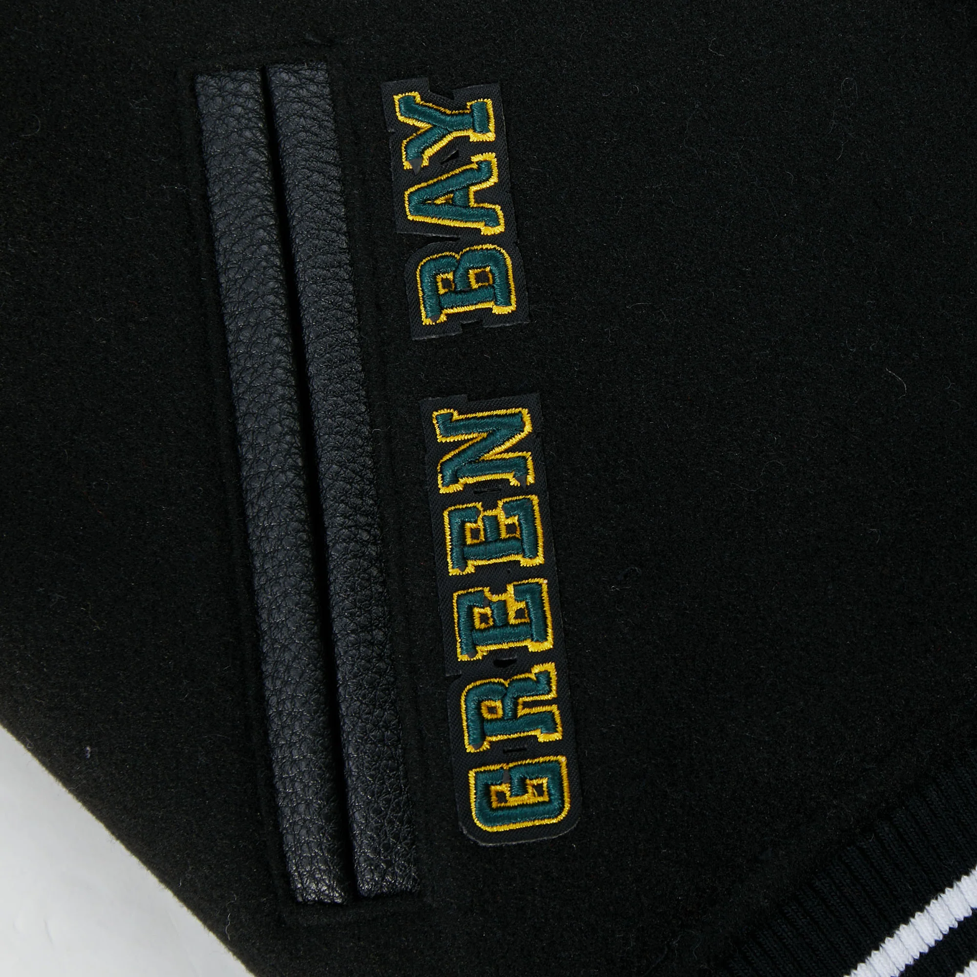 NFL GREEN BAY PACKERS RETRO CLASSIC LITTLE BOYS RIB WOOL VARSITY JACKET (BLACK) - Image 9