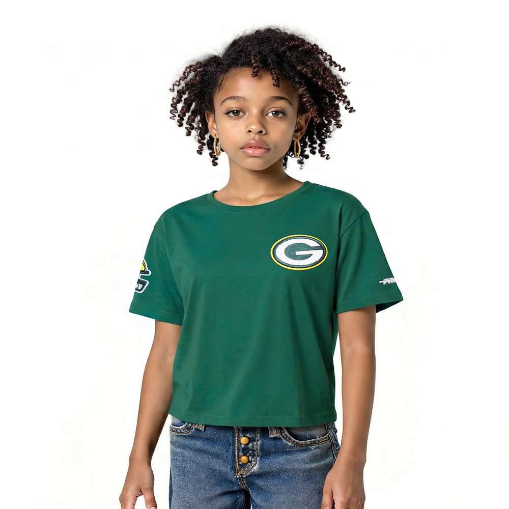 NFL GREEN BAY PACKERS CLASSIC LITTLE GIRL'S SS BOXY TEE (FOREST GREEN)