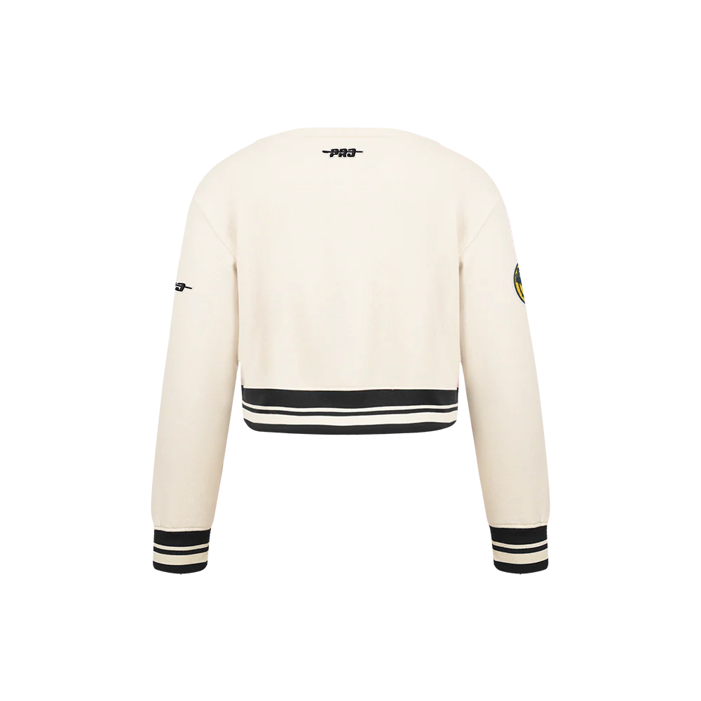 NFL GREEN BAY PACKERS RETRO CLASSIC LITTLE GIRL'S RIB FLC CREWNECK (EGGSHELL/ BLACK) - Image 3