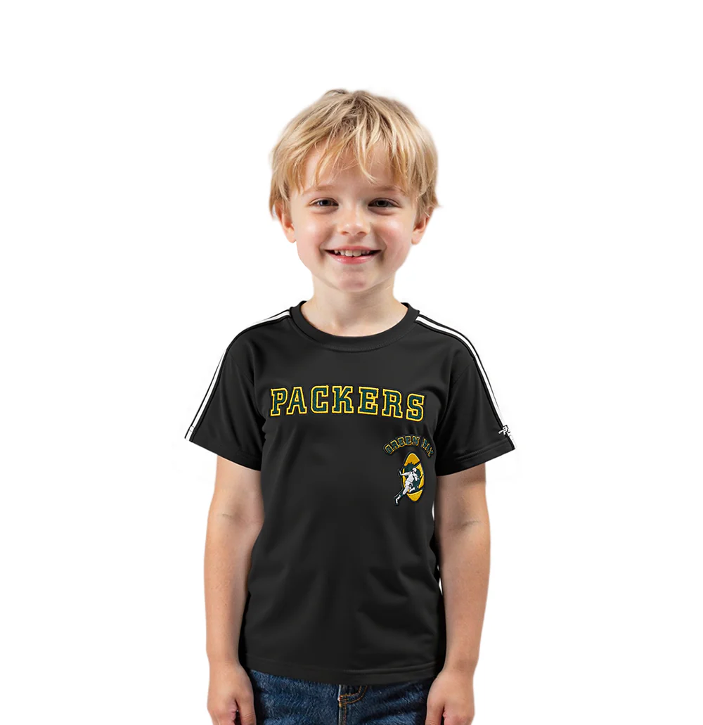 NFL GREEN BAY PACKERS RETRO CLASSIC TODDLER BOYS SHORT SLEEVE TAPING TEE(BLACK)
