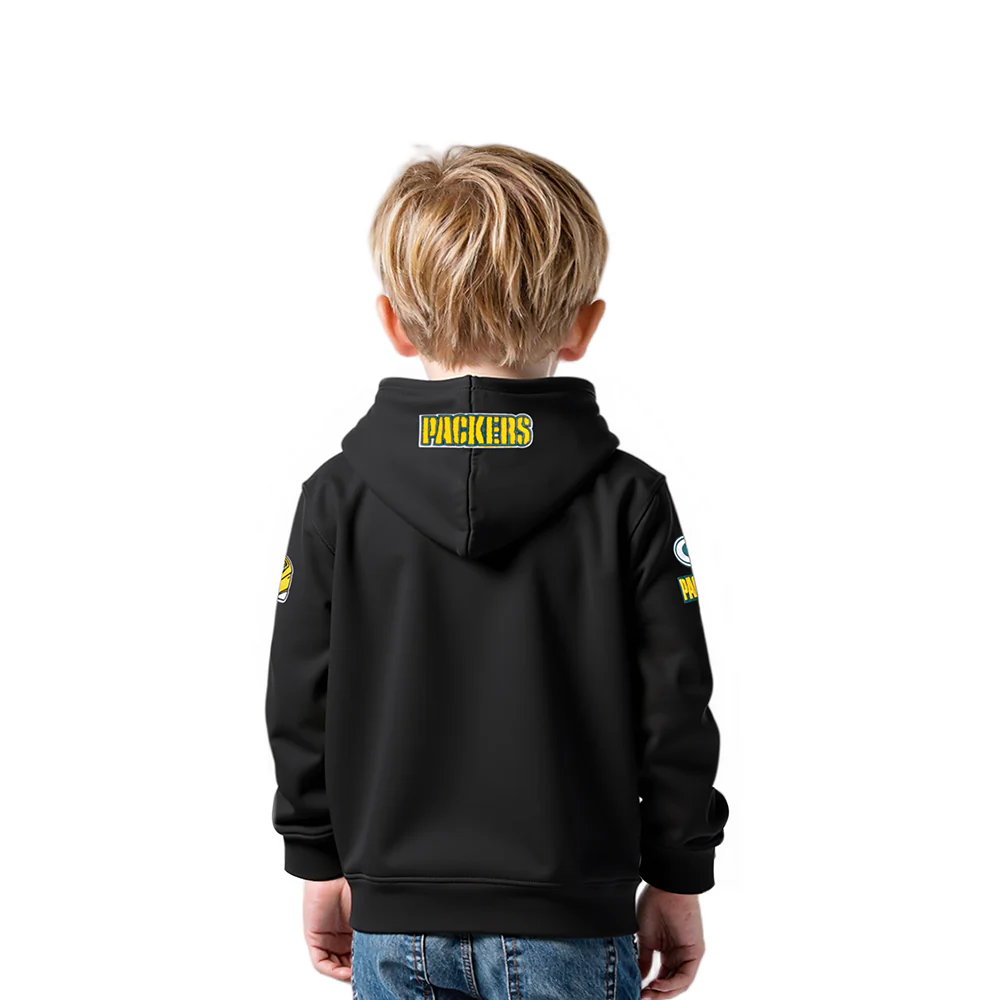 NFL GREEN BAY PACKERS CLASSIC TODDLER BOYS FLEECE PULLOVER HOODIE (BLACK) - Image 2