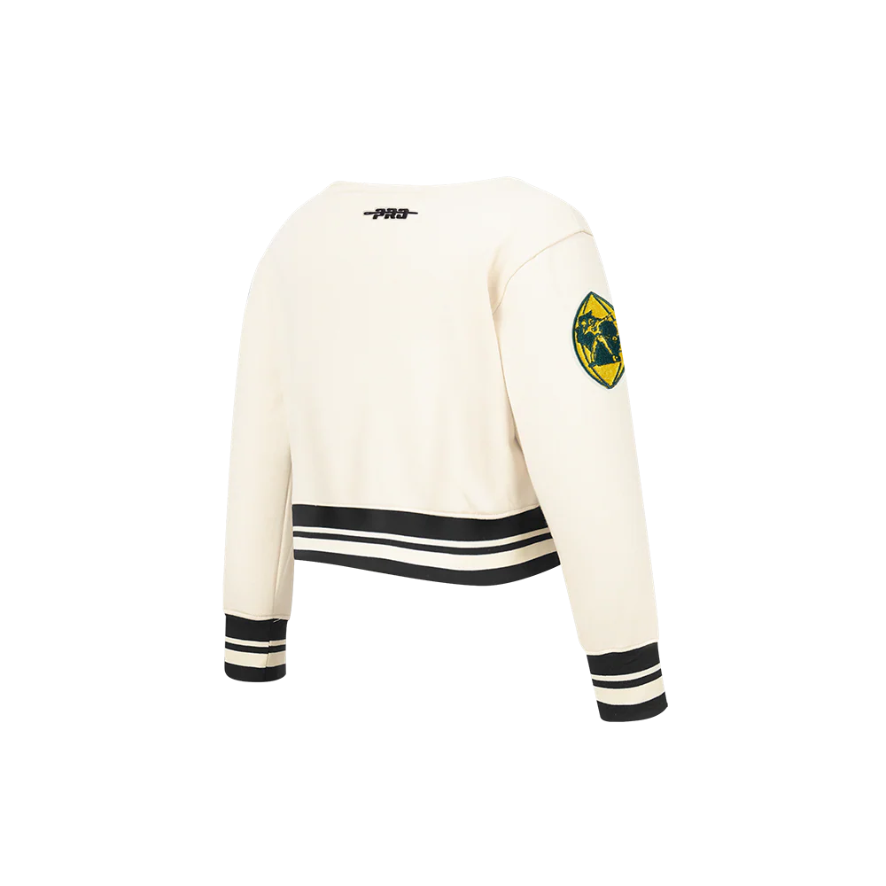 NFL GREEN BAY PACKERS RETRO CLASSIC TODDLER GIRL'S RIB FLC CREWNECK (EGGSHELL/ BLACK) - Image 4