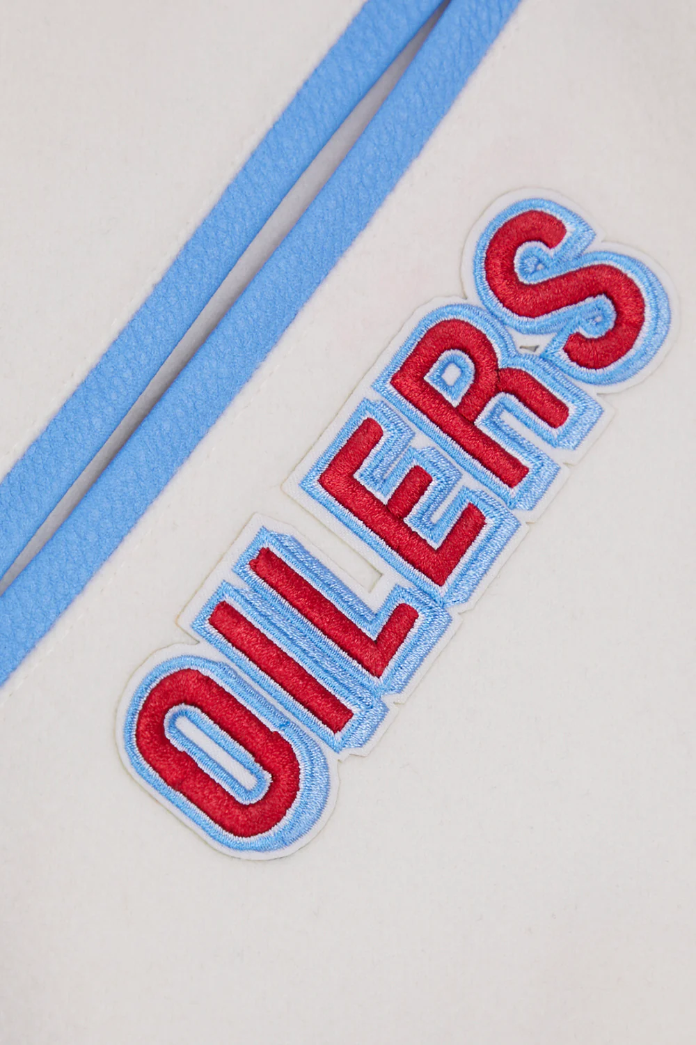 NFL HOUSTON OILERS RETRO CLASSIC MEN'S RIB WOOL VARSITY JACKET (EGGSHELL/ UNIVERSITY BLUE) - Image 6