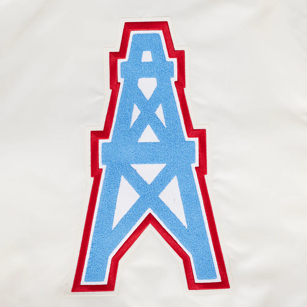 NFL HOUSTON OILERS RETRO CLASSIC MEN'S RIB SATIN JACKET (EGGSHELL/ UNIVERSITY BLUE) - Image 10