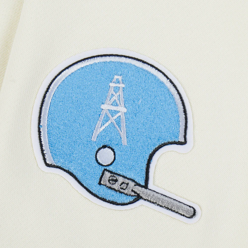 NFL HOUSTON OILERS RETRO CLASSIC WOMEN'S RIB CROPPED PO HOODIE (EGGSHELL/ UNIVERSITY BLUE) - Image 6