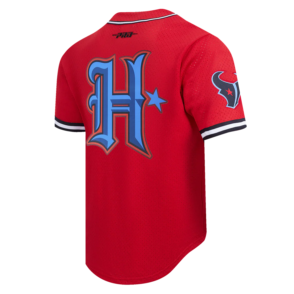 NFL HOUSTON TEXANS CJ STROUD #7 CLASSIC MESH PNN MEN'S MESH BUTTON DOWN SHIRT (RED/BLACK) - Image 4
