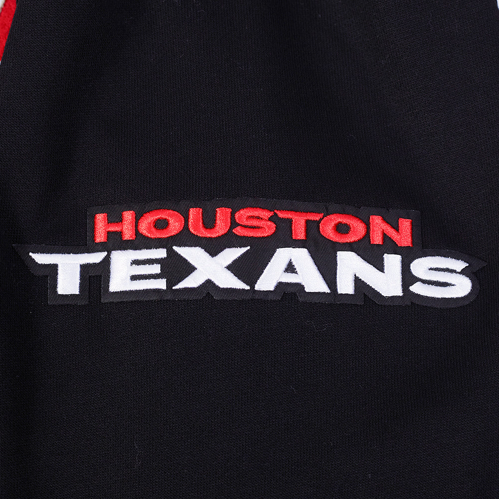 NFL HOUSTON TEXANS CLASSIC OLD ENGLISH MEN'S FLEECE PULLOVER HOODIE (BLACK) - Image 7