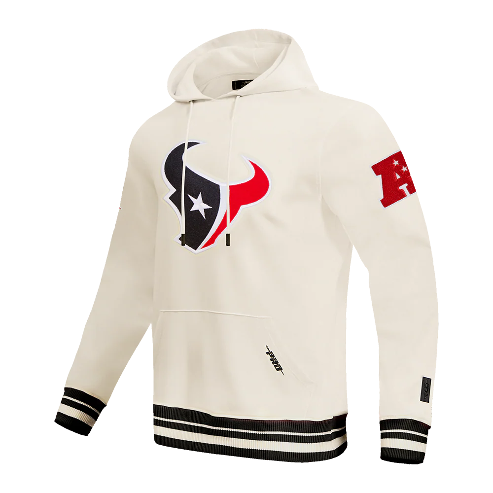 NFL HOUSTON TEXANS RETRO CLASSICS MEN'S RIB FLC PO HOODIE (EGGSHELL/ BLACK) - Image 2