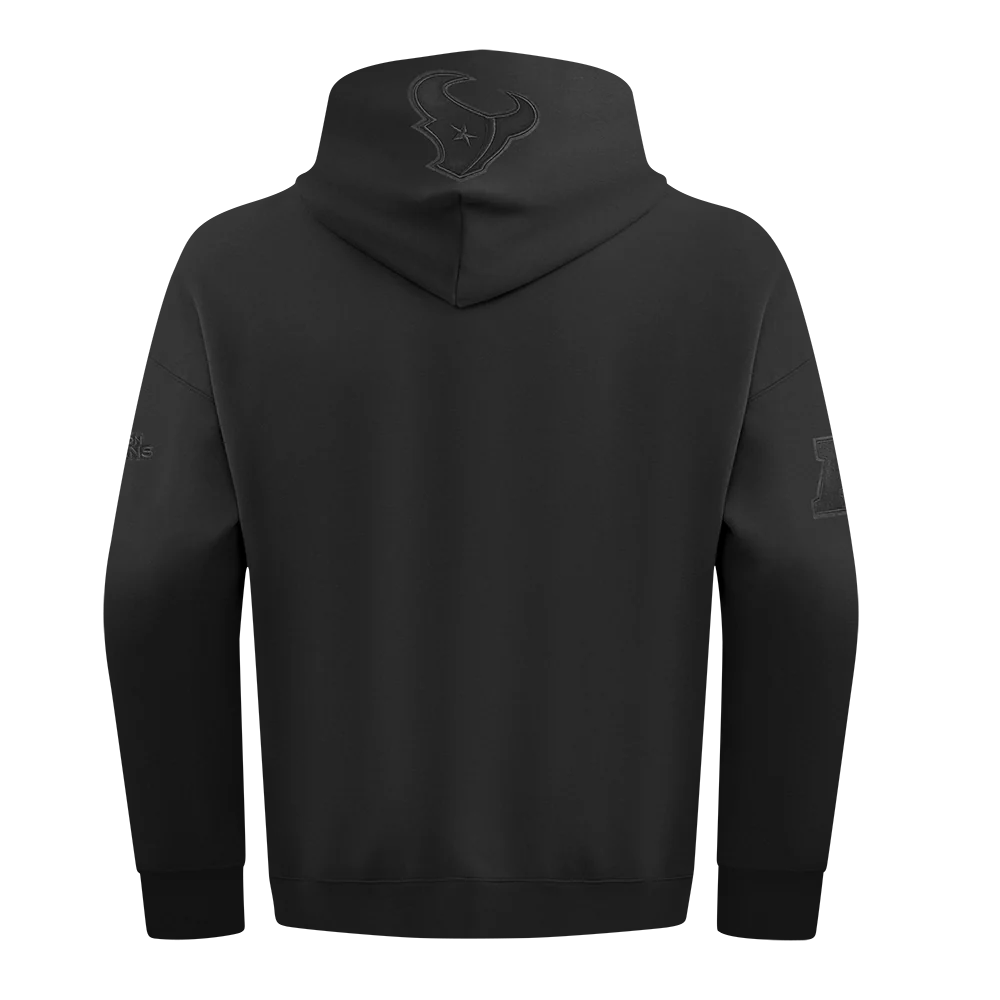 NFL HOUSTON TEXANS NEUTRAL MEN'S DROP SHOULDER FLEECE PULLOVER HOODIE (BLACK) - Image 3