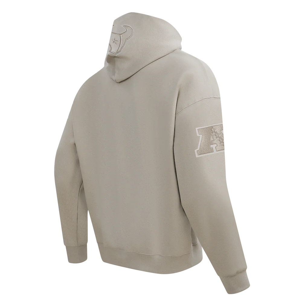 NFL HOUSTON TEXANS NEUTRAL MEN'S DROP SHOULDER FLEECE PULLOVER HOODIE (TAUPE) - Image 4