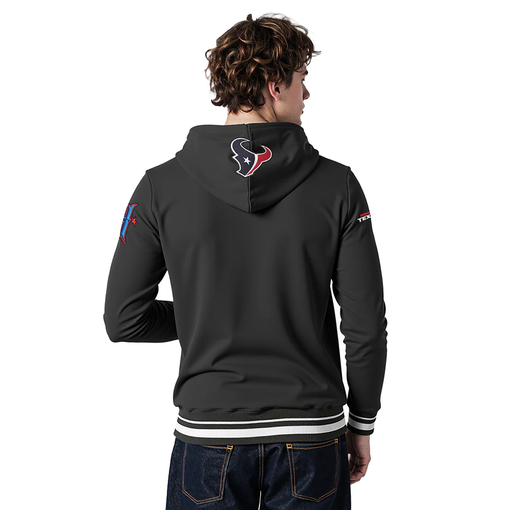 NFL HOUSTON TEXANS SCRIPT TAIL MEN'S RIB FLC PO HOODIE (BLACK) - Image 2