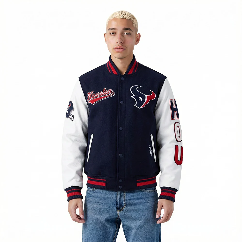NFL HOUSTON TEXANS SCRIPT TAIL MEN'S RIB WOOL VARSITY (MIDNIGHT NAVY/RED/MIDNIGHT NAVY)