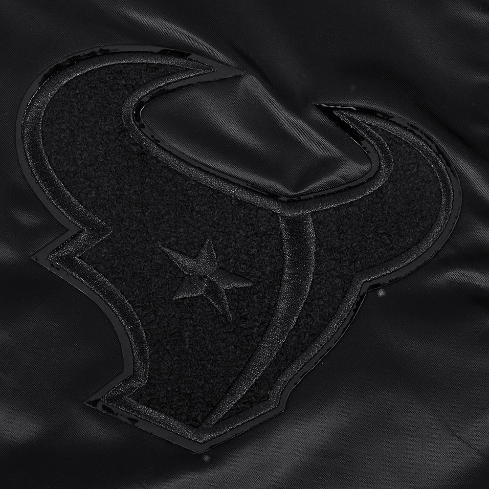 NFL HOUSTON TEXANS TRIPLE BLACK MEN'S SATIN JACKET (BLACK) - Image 7