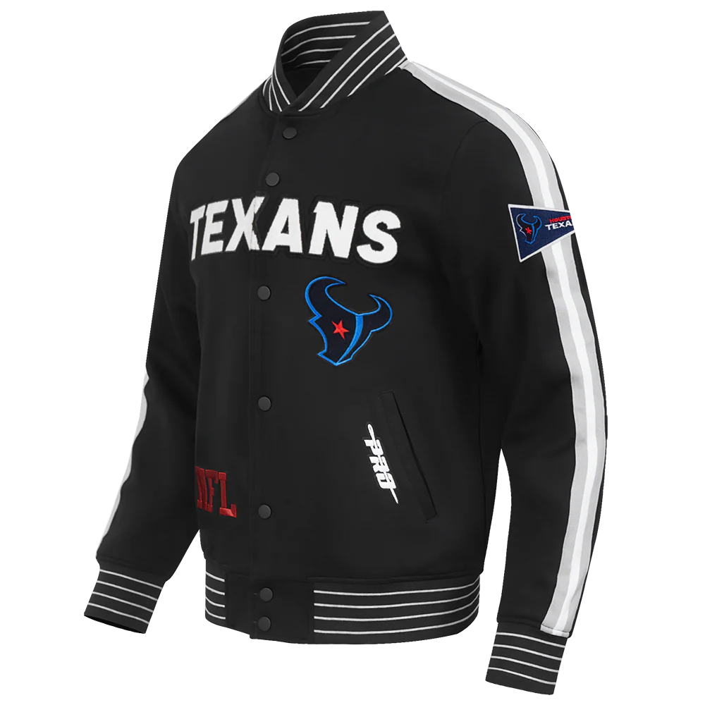 NFL HOUSTON TEXANS PRO GAME DAY MEN'S DBL KNIT JACKET (BLACK/SILVER/WHITE) - Image 3