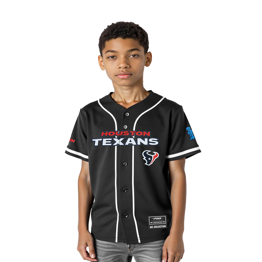 NFL HOUSTON TEXANS CLASSIC LITTLE BOY'S MESH BUTTON DOWN SHIRT (BLACK)