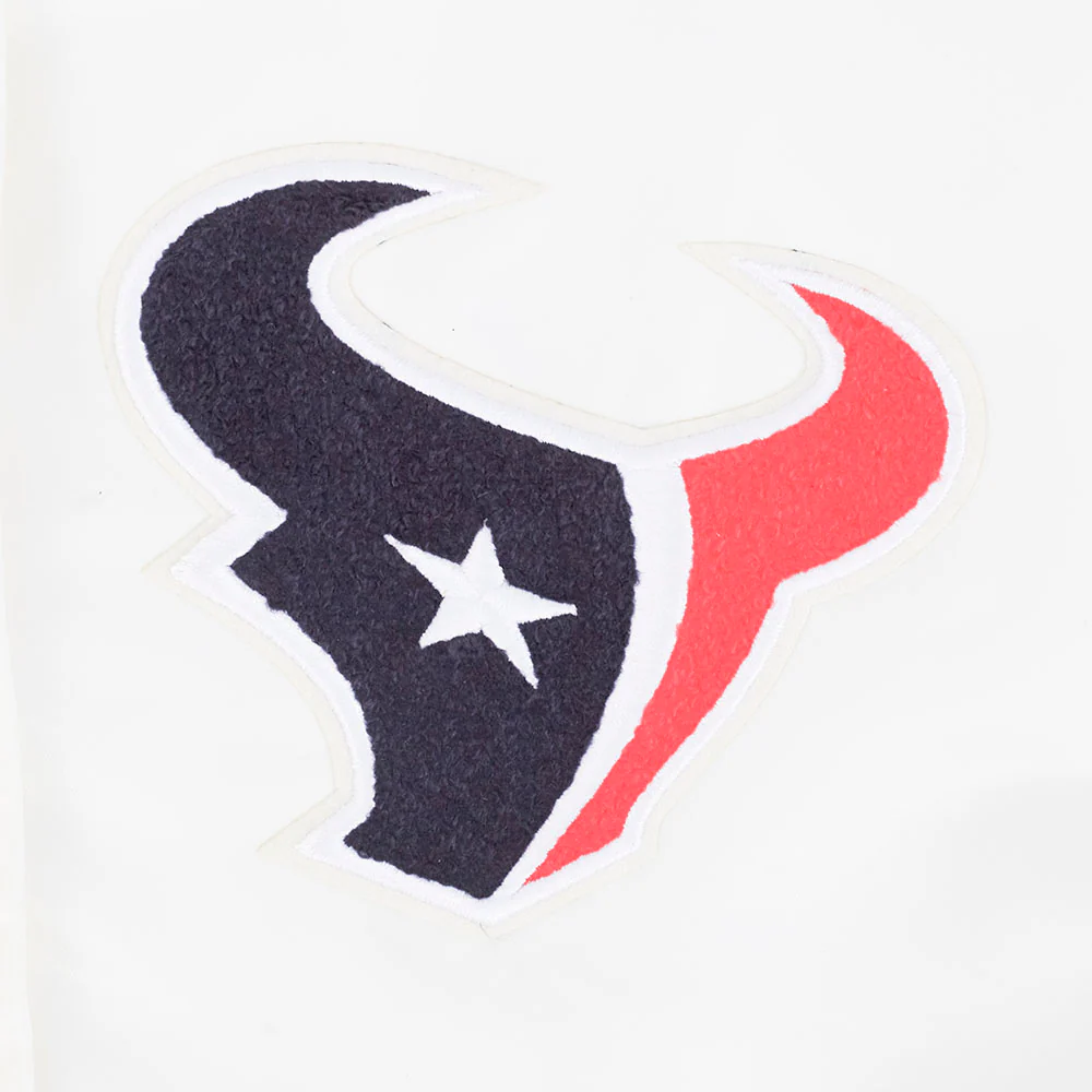 NFL HOUSTON TEXANS RETRO CLASSIC WOMEN'S RIB SATIN JACKET (EGGSHELL/ BLACK) - Image 5