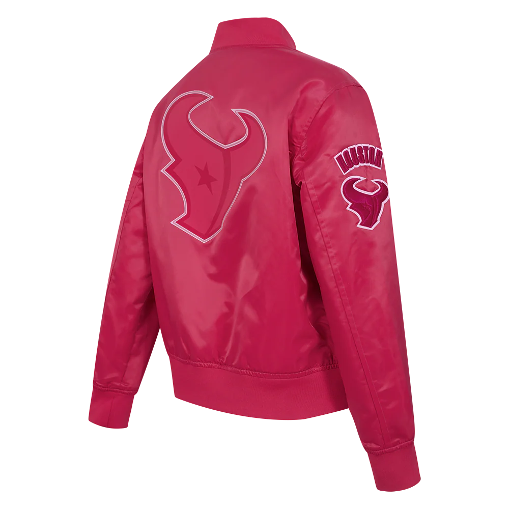 NFL HOUSTON TEXANS CLASSIC TRIPLE PINK WOMEN'S SATIN JACKET (BEETROOT PURPLE) - Image 4