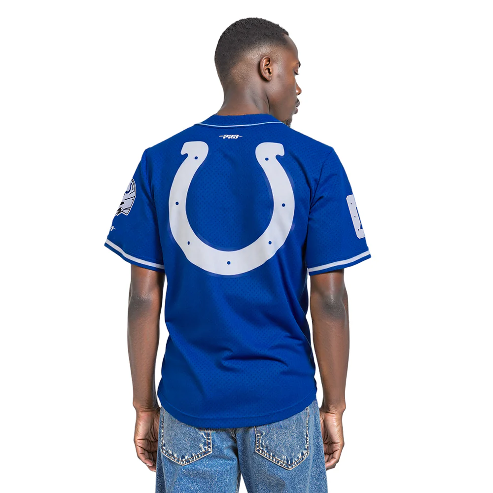 NFL INDIANAPOLIS COLTS CLASSIC MEN'S MESH BUTTON DOWN JERSEY (ROYAL BLUE) - Image 10