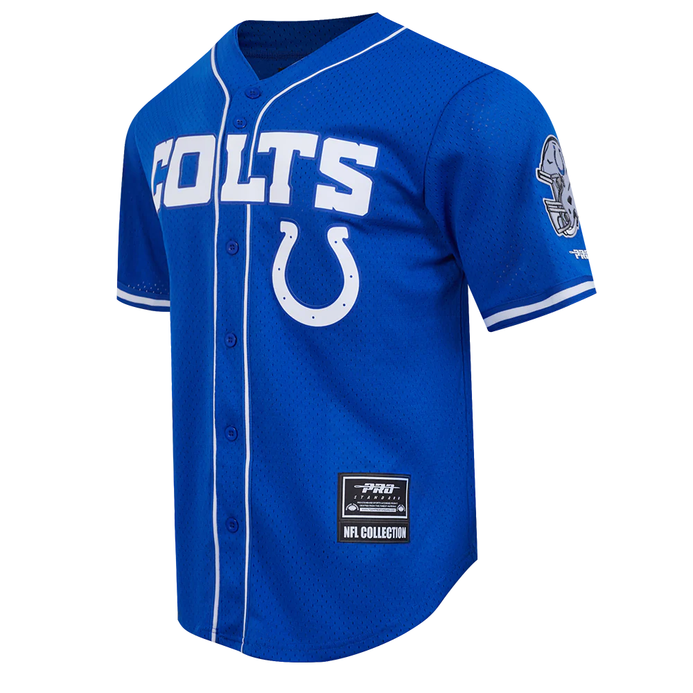 NFL INDIANAPOLIS COLTS CLASSIC MEN'S MESH BUTTON DOWN JERSEY (ROYAL BLUE) - Image 4