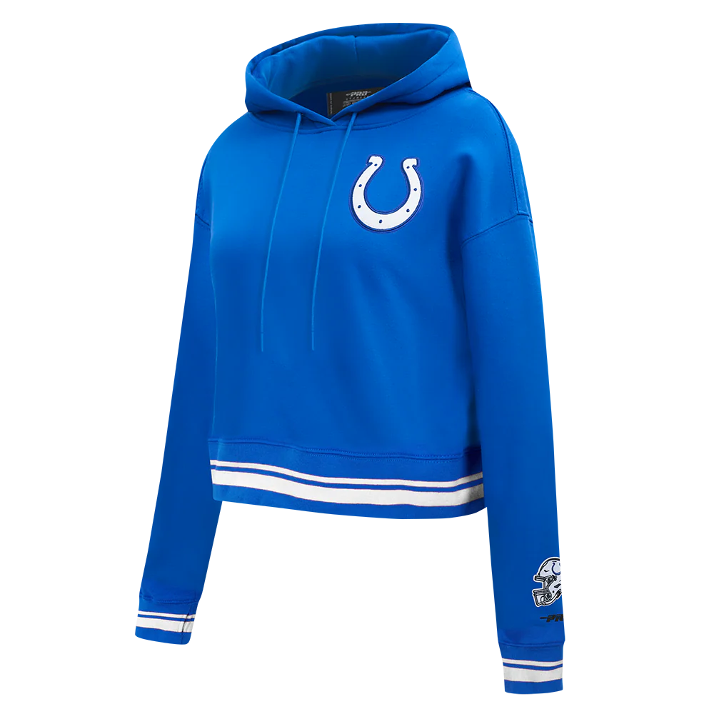 NFL INDIANAPOLIS COLTS MASHUP WOMEN'S RIB CROPPED PO HOODIE (ROYAL BLUE) - Image 4