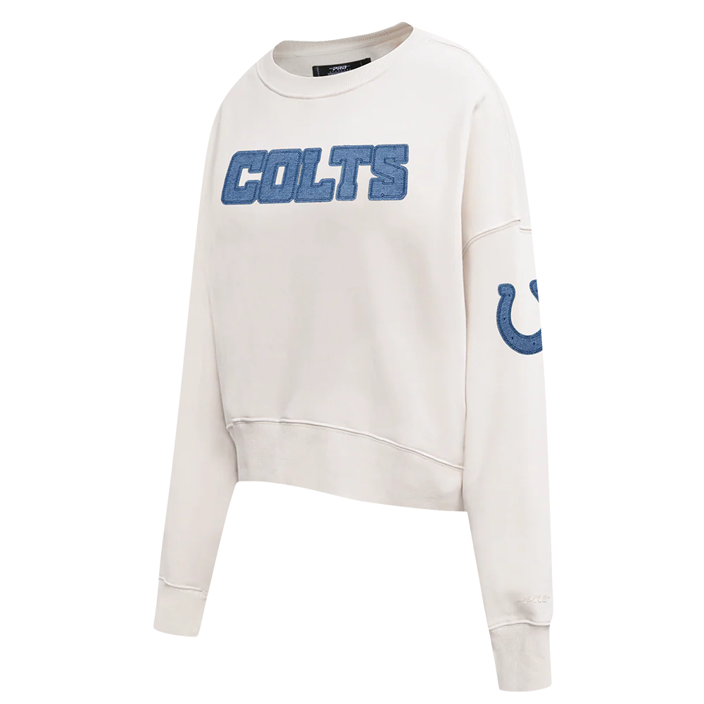 NFL INDIANAPOLIS COLTS VARSITY BLUES WOMEN'S FLC CREWNECK (LINEN) - Image 4