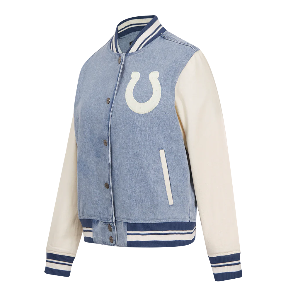NFL INDIANAPOLIS COLTS VARSITY BLUES WOMEN'S DENIM VARSITY JACKET (DENIM/LINEN) - Image 4