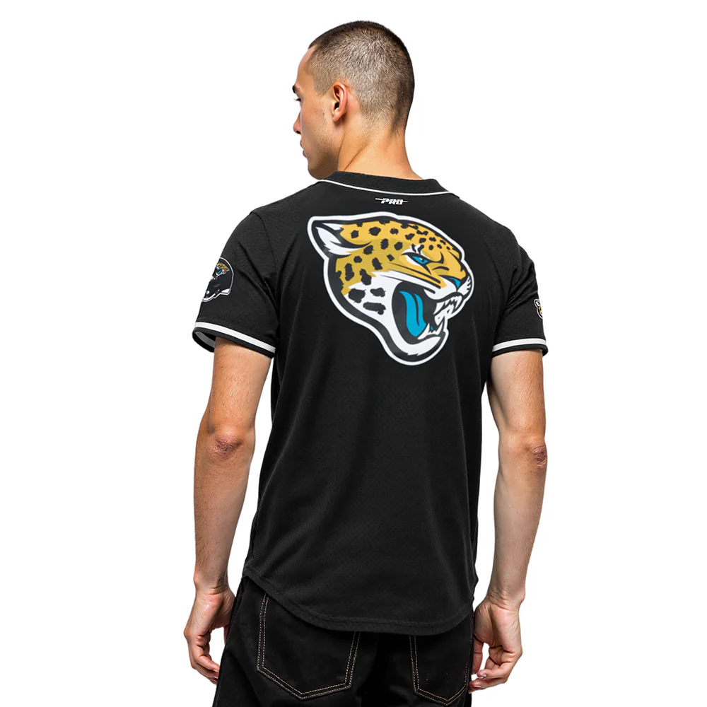 NFL JACKSONVILLE JAGUARS CLASSIC MEN'S MESH BUTTON DOWN JERSEY (BLACK) - Image 10