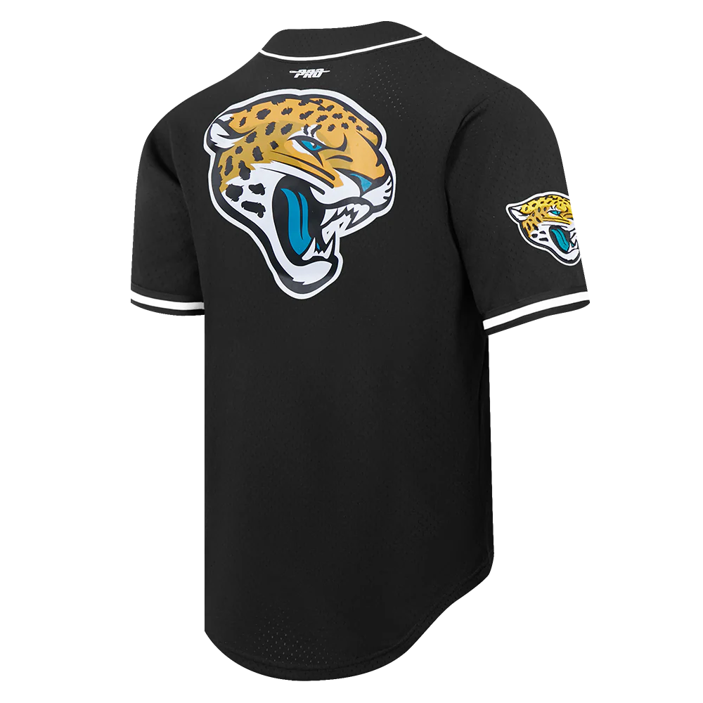 NFL JACKSONVILLE JAGUARS CLASSIC MEN'S MESH BUTTON DOWN JERSEY (BLACK) - Image 12