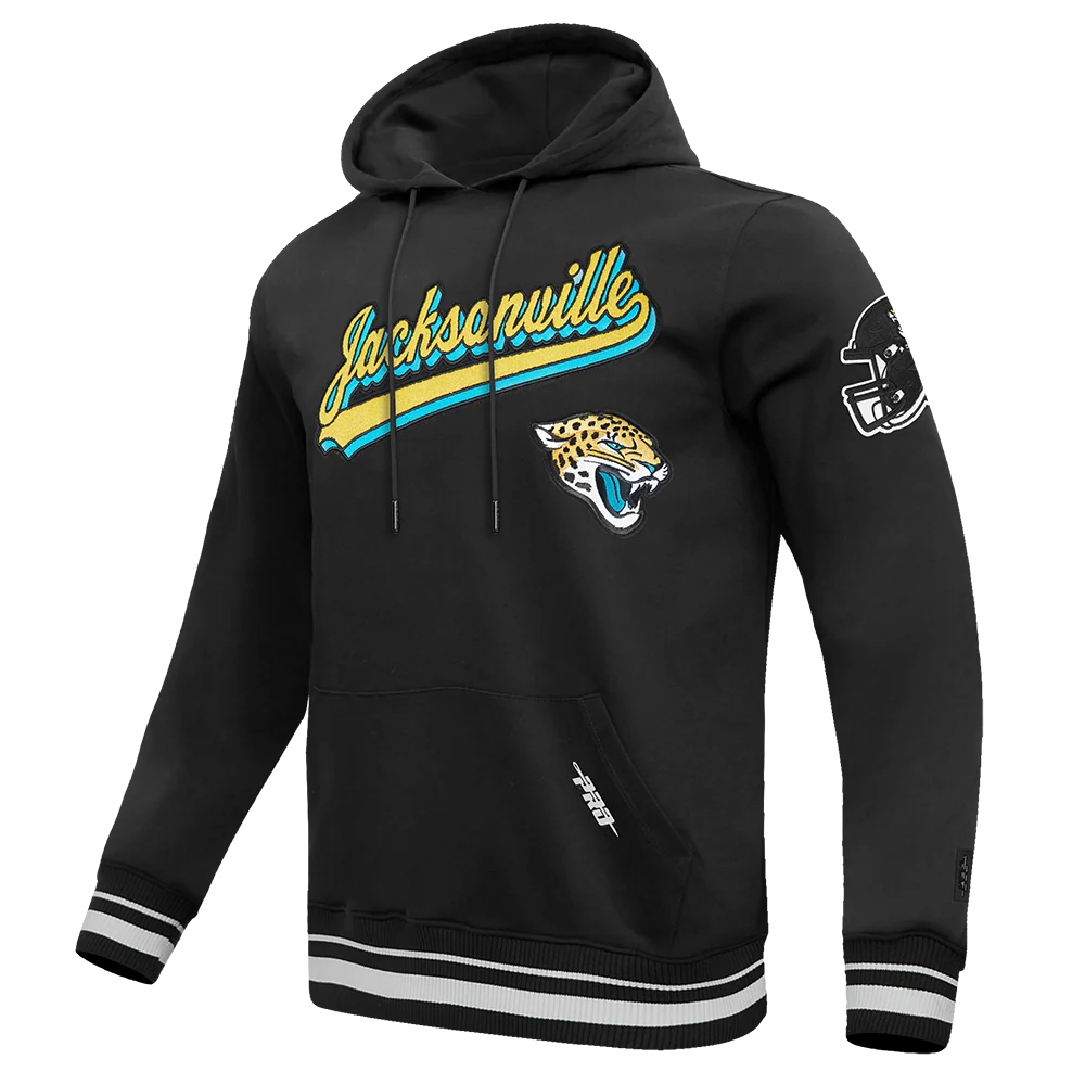 NFL JACKSONVILLE JAGUARS SCRIPT TAIL MEN'S RIB FLC PO HOODIE (BLACK) - Image 3